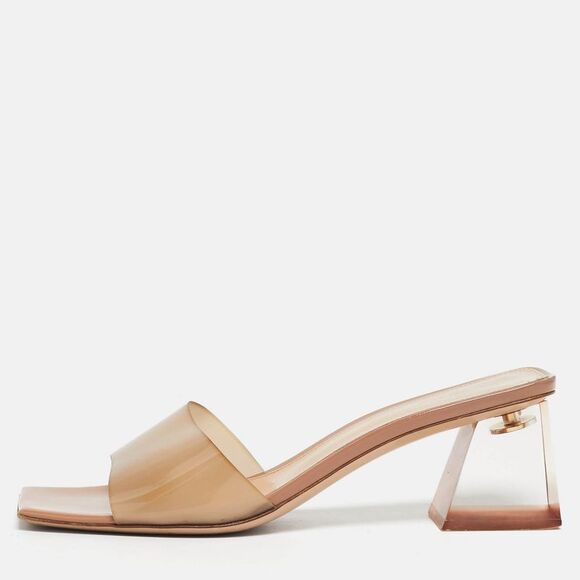 Gianvito Rossi Beige PvcCosmic Mules Size 38
